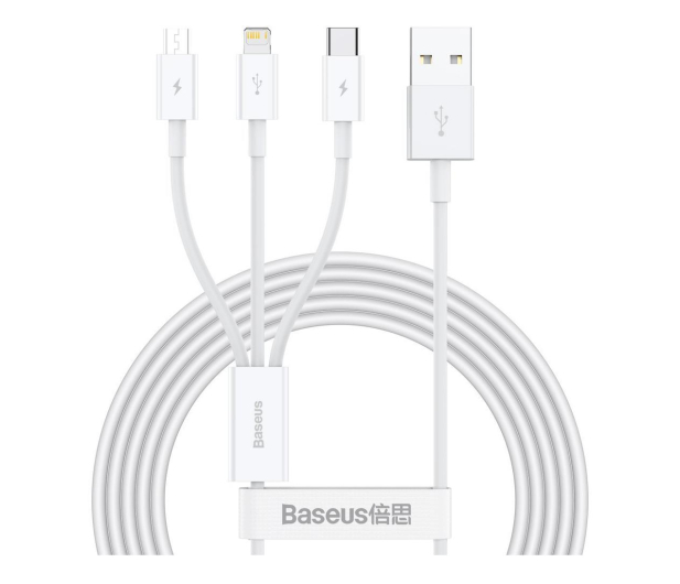 BASEUS Superior Series, USB-A do micro USB/USB-C/Lightning, 3.5A, 1.2m (biały) - 1266443 - zdjęcie